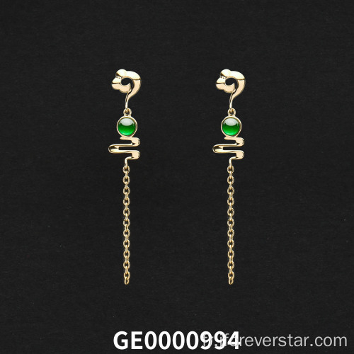 Boucles d&#39;oreilles en jadéite verte impérial réelle 18K